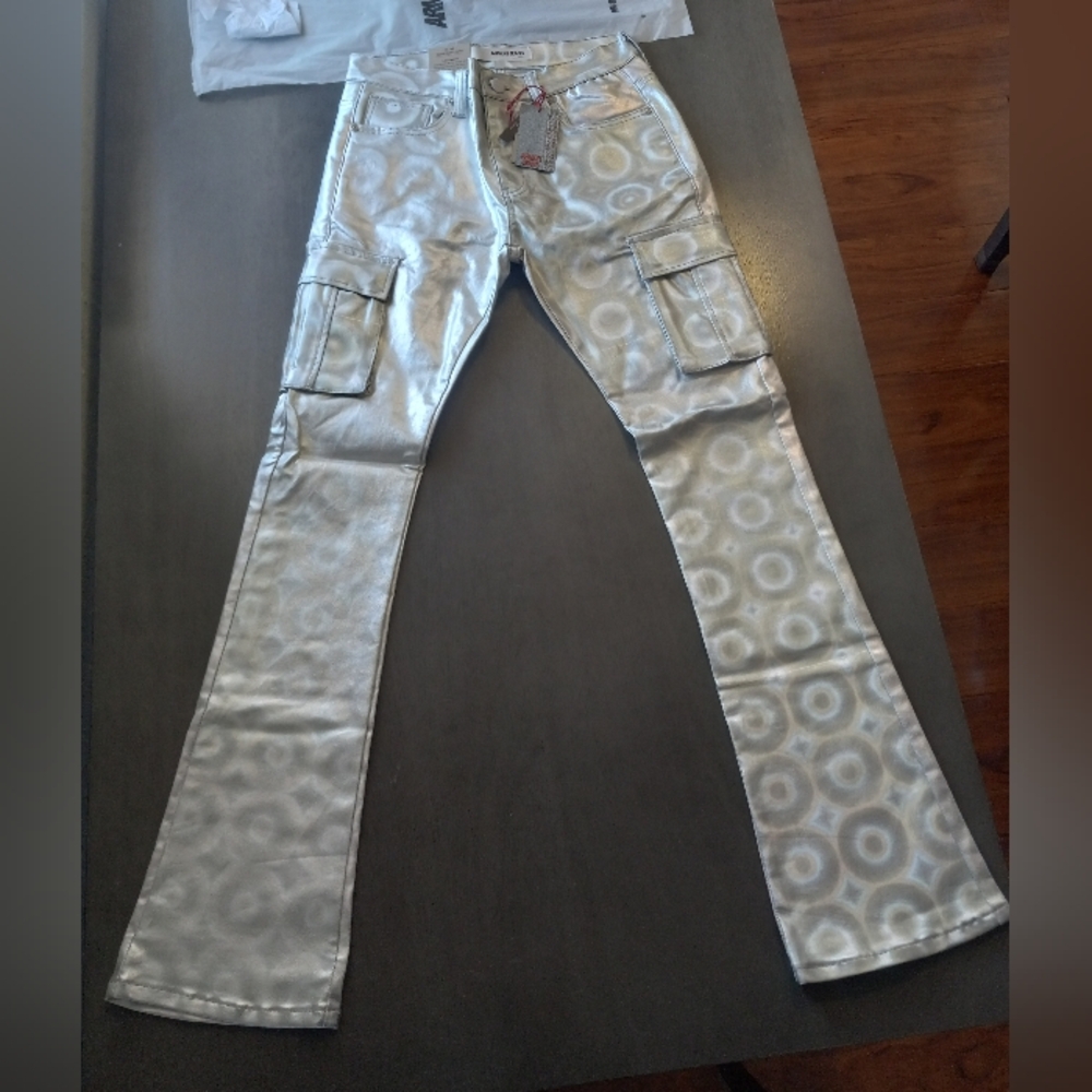 Armor Jeans Mens Stacked Denim Silver Size 32x36 Nwt